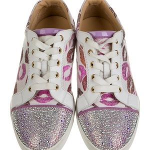 Christian Louboutin Gondola Low top sneaker, crystals, purple & white